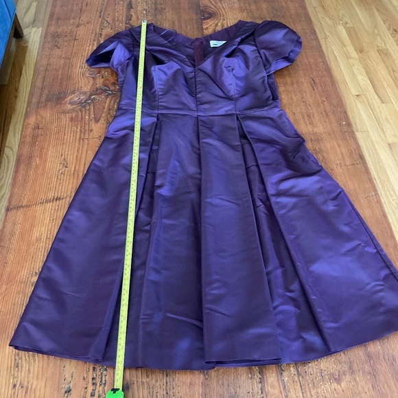 Prada Taffeta Pleated Short Sleeve Formal Plum Color Dress Size 46 Made in Italy - Picture 12 of 16